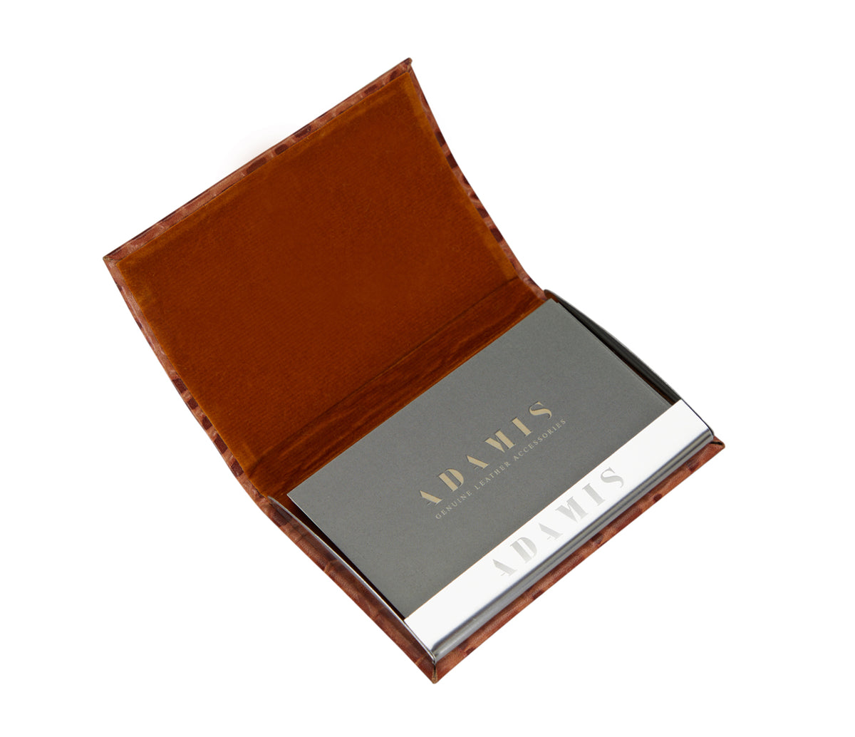 Metal Body Credit, Visiting Card Case Bounded - Tan