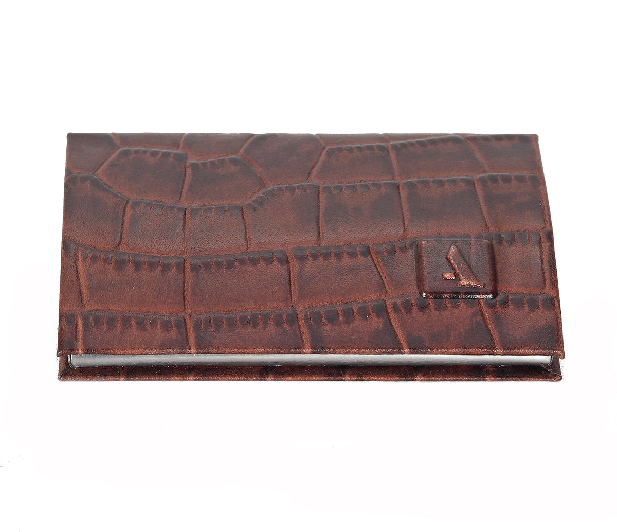 Metal Body Credit, Visiting Card Case Bounded - Brown