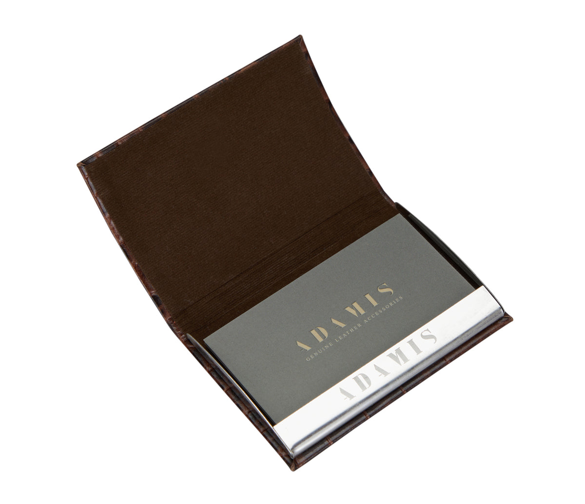 Metal Body Credit, Visiting Card Case Bounded - Brown