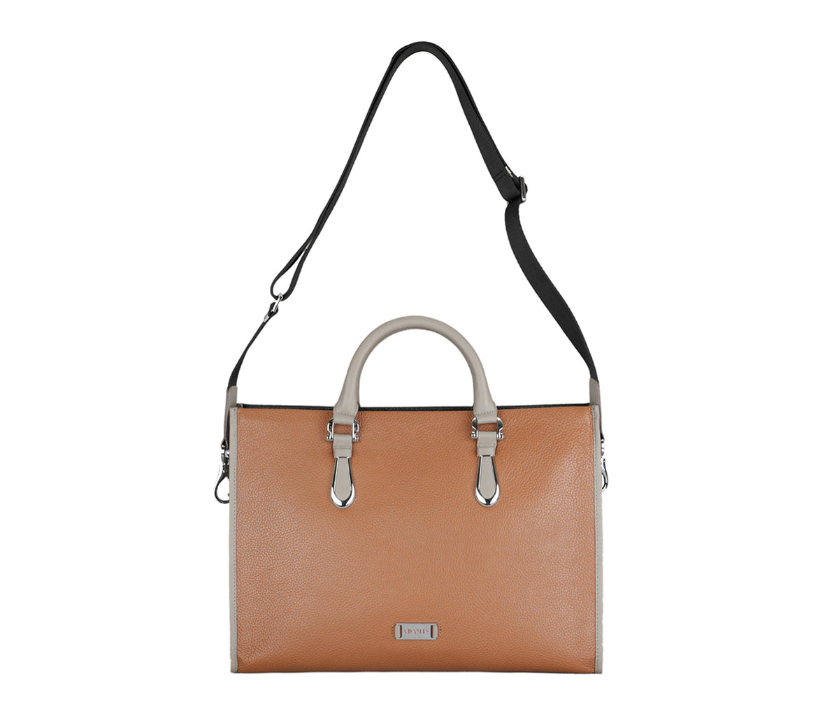 Noah Laptop, Portfolio Bag - Tan / Black