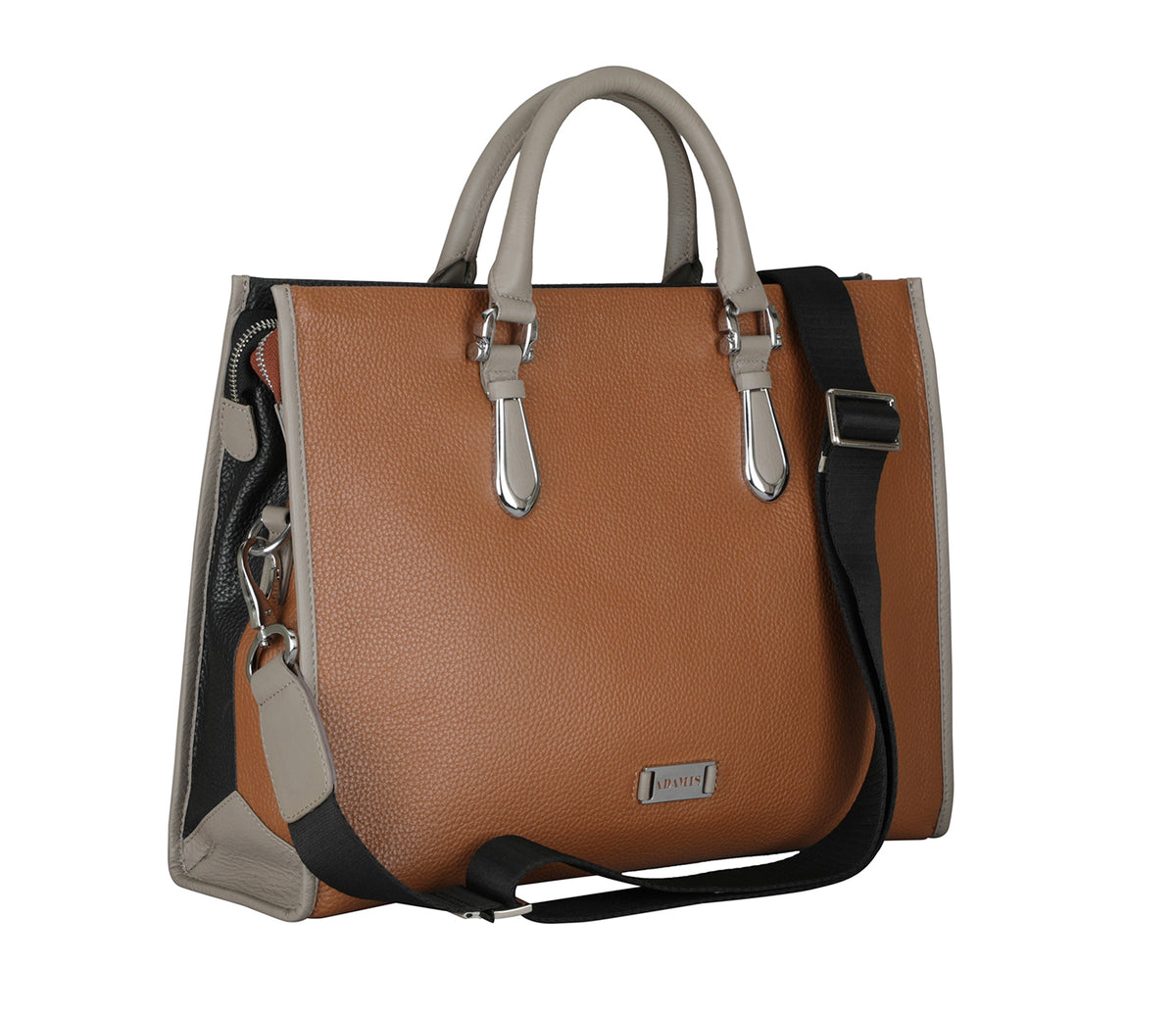 Noah Laptop, Portfolio Bag - Tan / Black