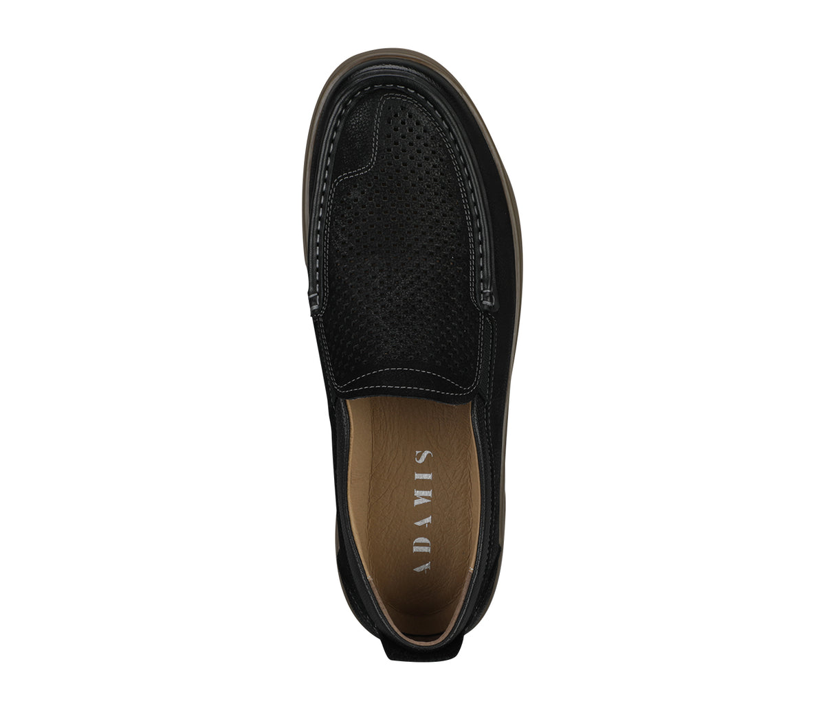 Moccasin In Soft Punched Leather -Black