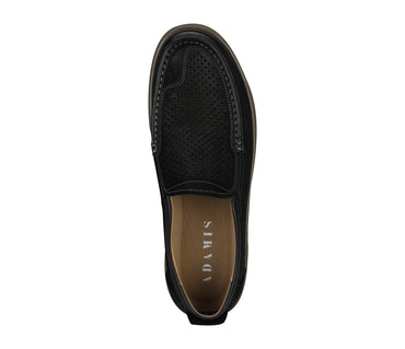 Moccasin In Soft Punched Leather -Black