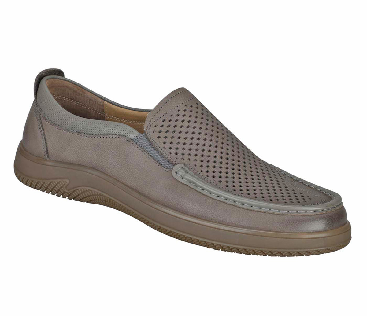 Moccasin In Soft Punched Leather - Khaki