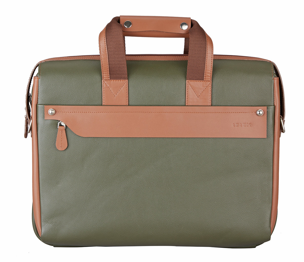Henry Laptop, Portfolio Bag - Green / Tan