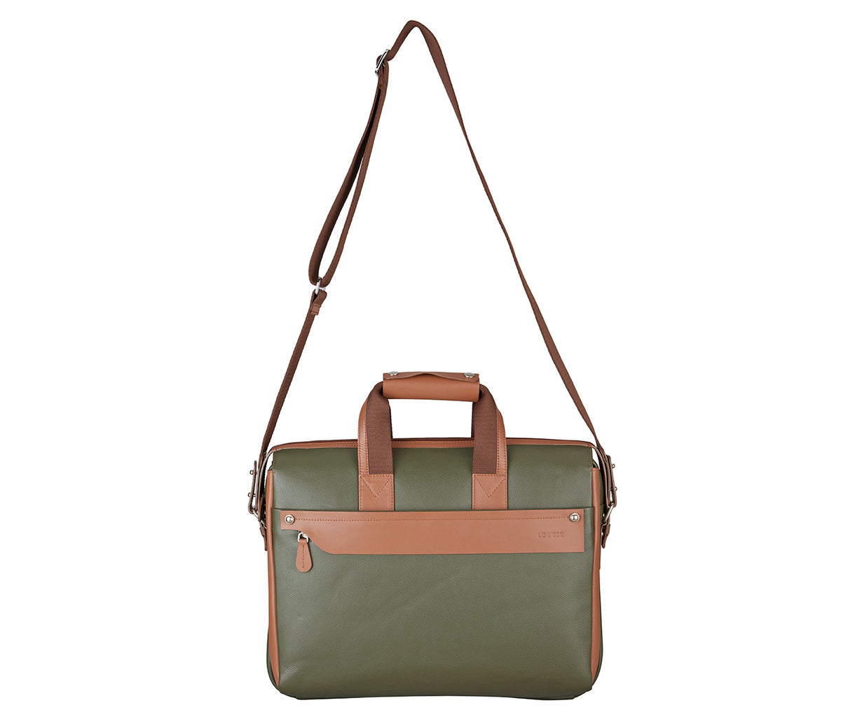 Henry Laptop, Portfolio Bag - Green / Tan