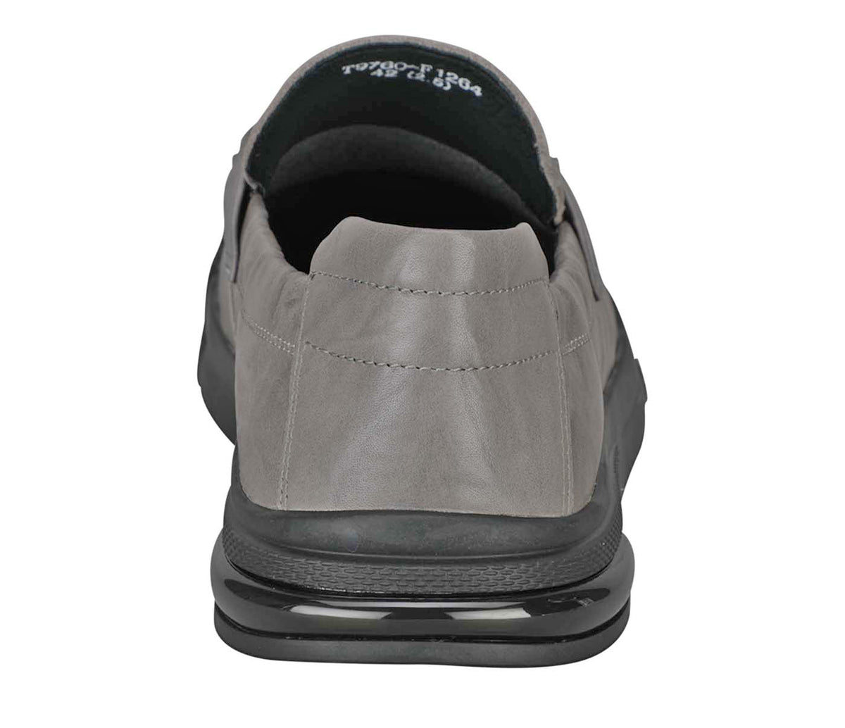Creased Look Moccasin With Centre Leather Weaved -Grey
