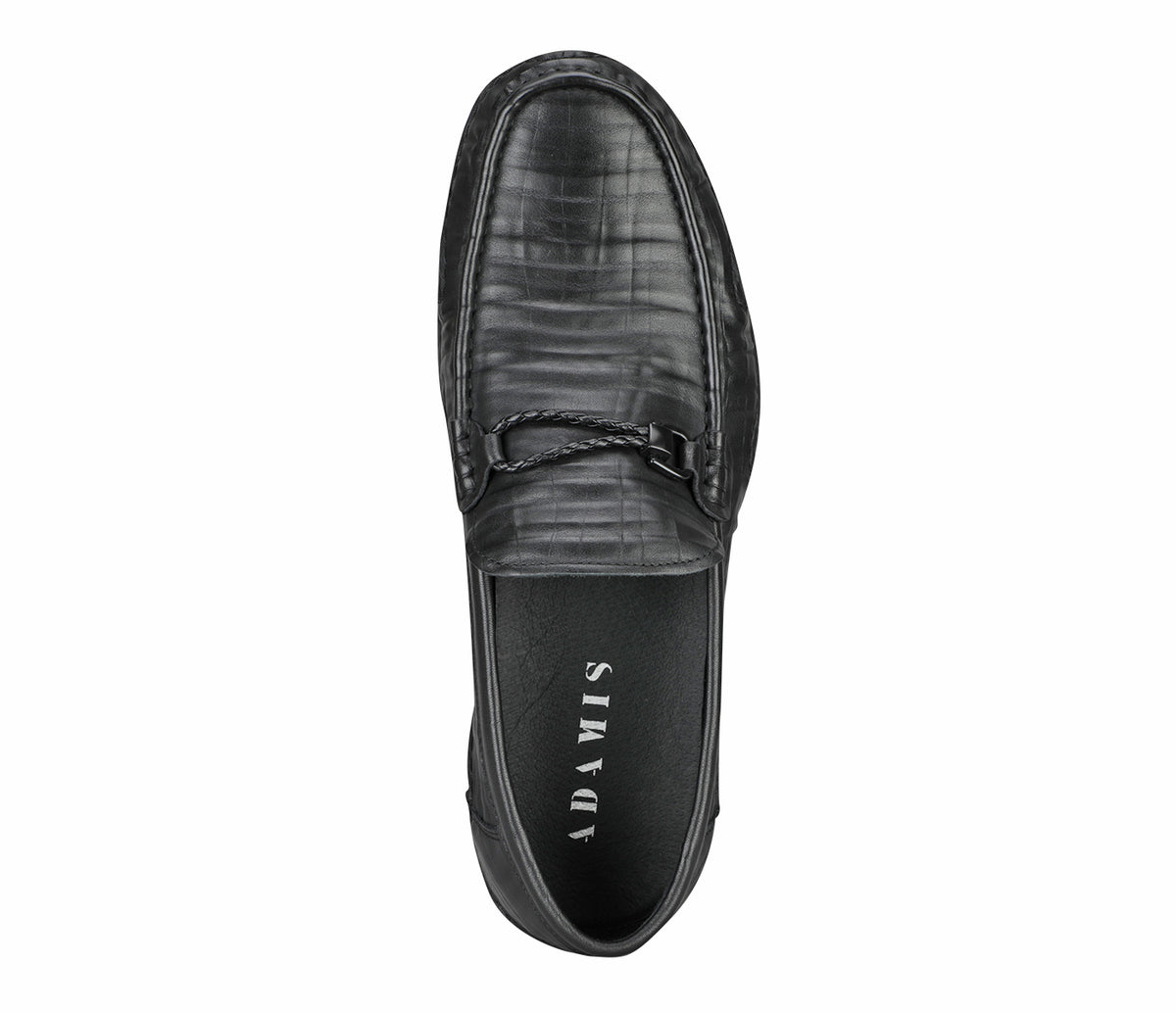 Creased Look Leather Moccasin - Black