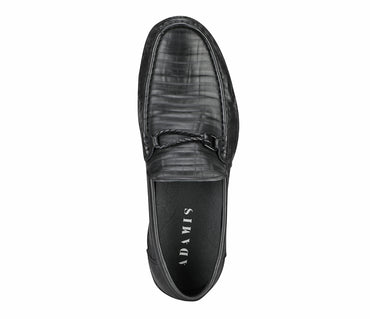 Creased Look Leather Moccasin - Black