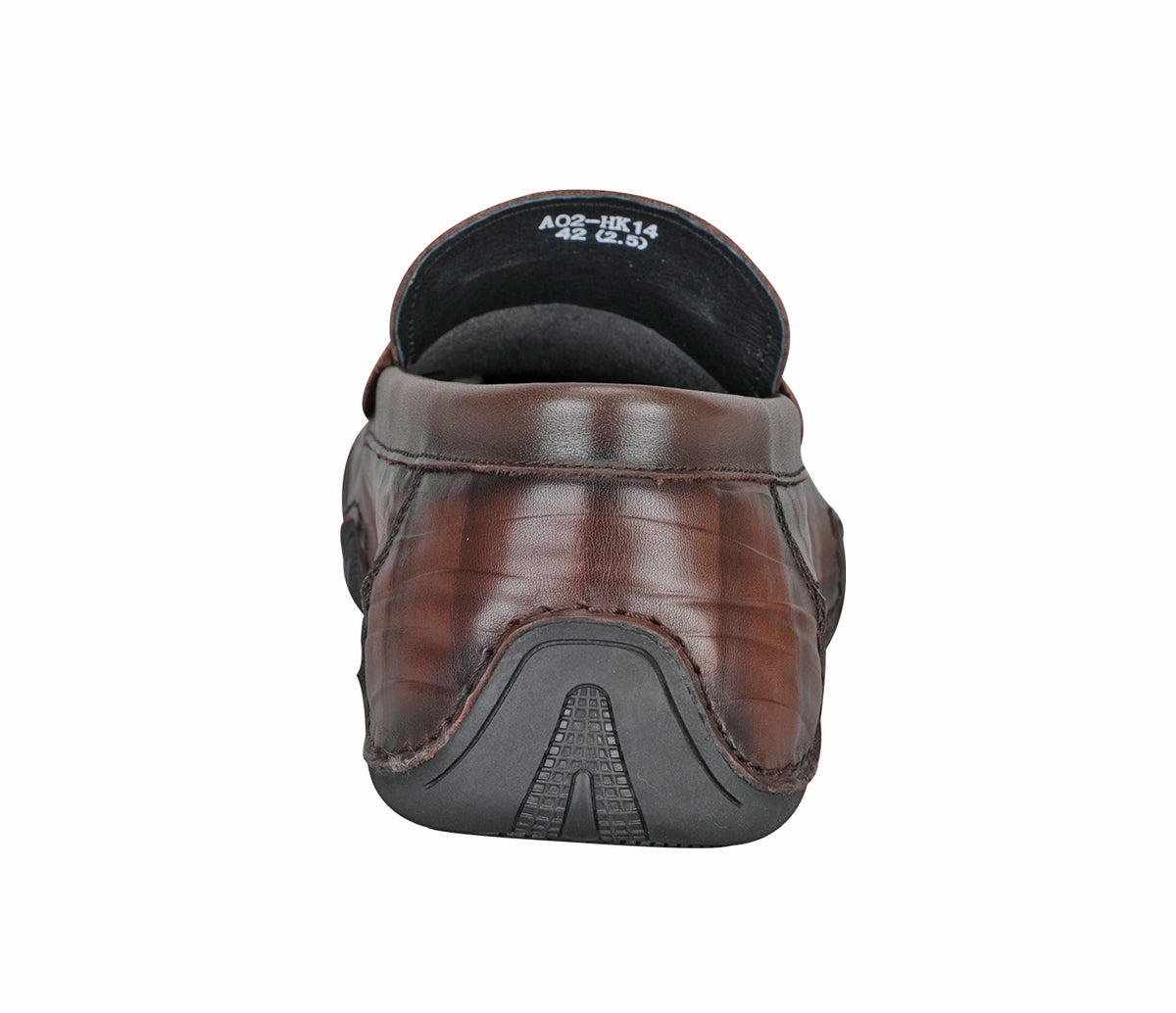 Creased Look Leather Moccasin - Brown