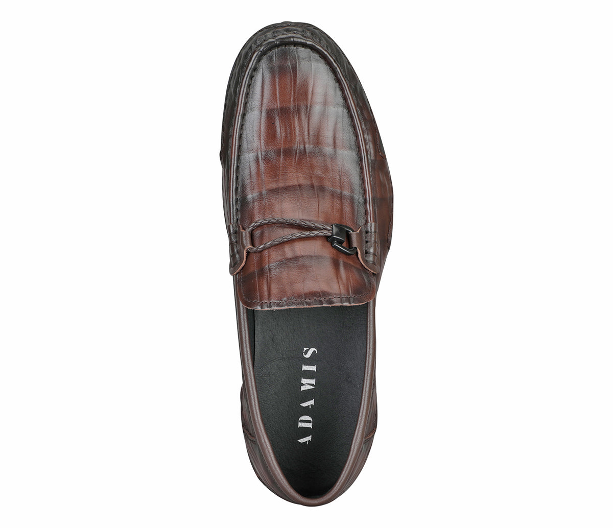 Creased Look Leather Moccasin - Brown