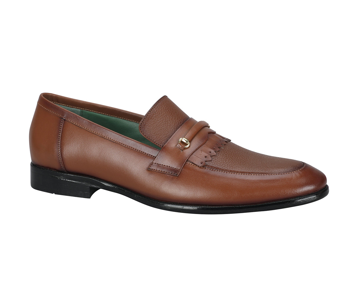 Loafer with Centre Frill and Ornament-Tan