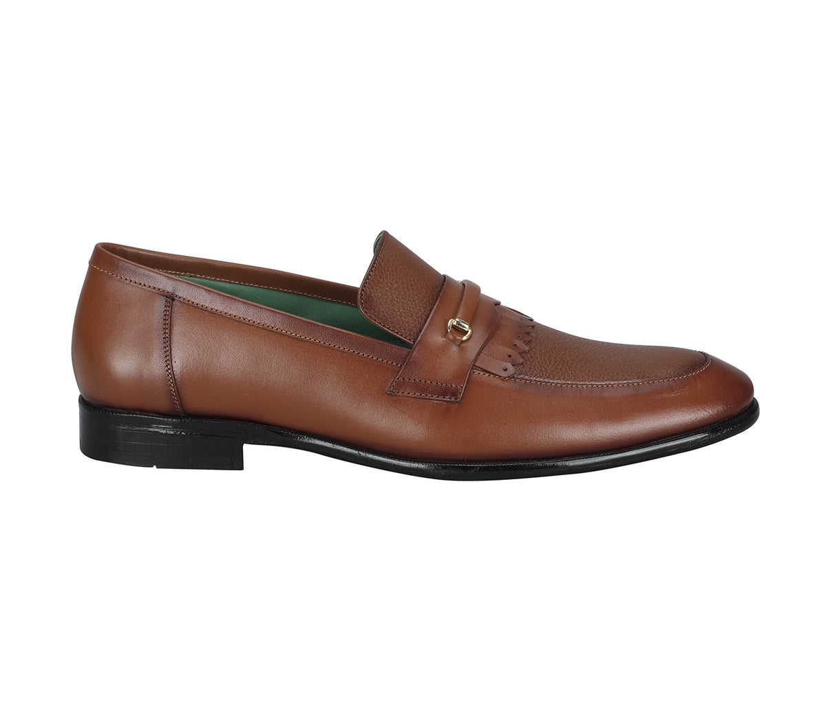 Loafer with Centre Frill and Ornament-Tan