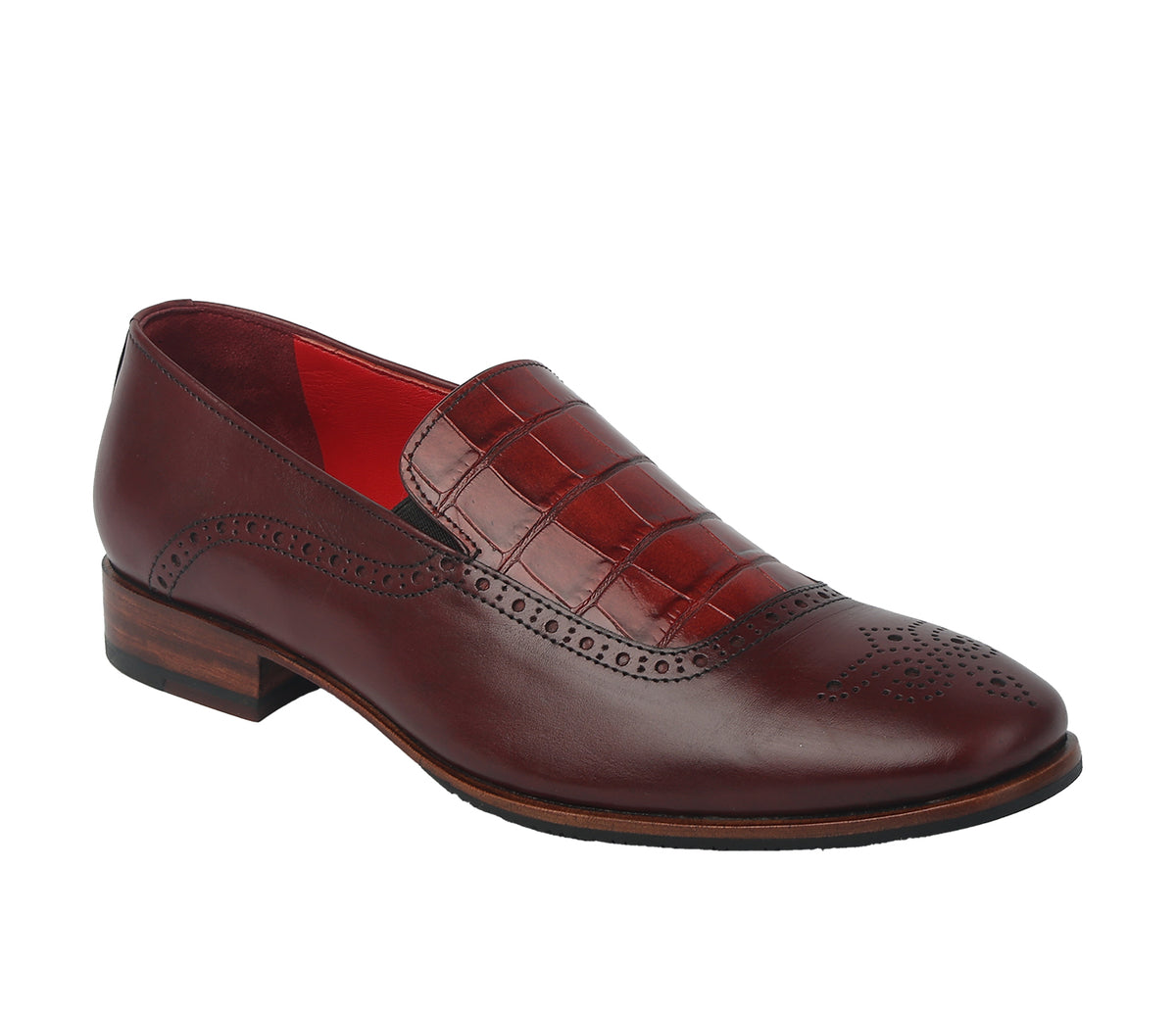 Loafer in Croco Print Leather - Wine