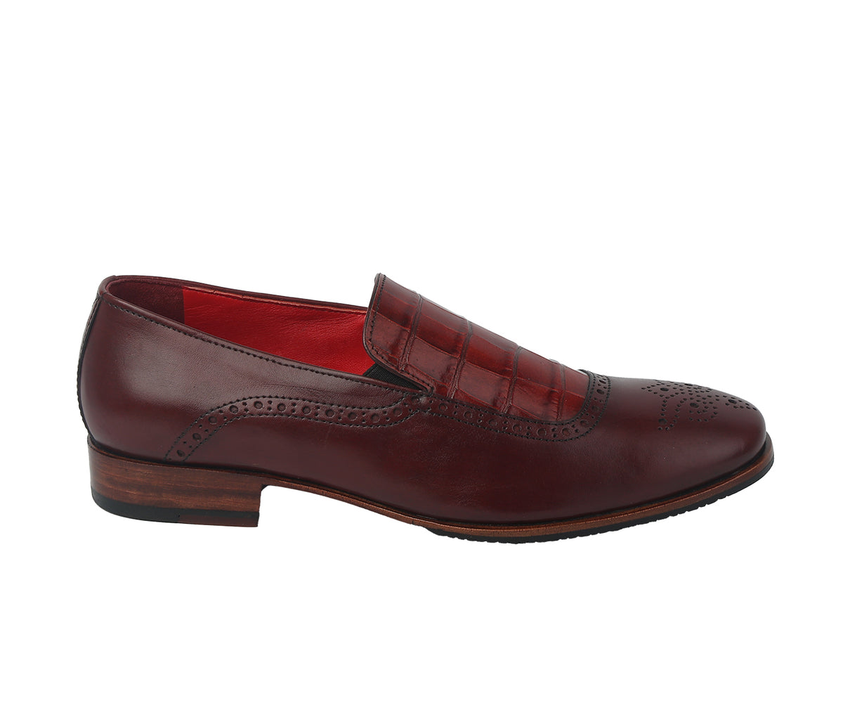 Loafer in Croco Print Leather - Wine