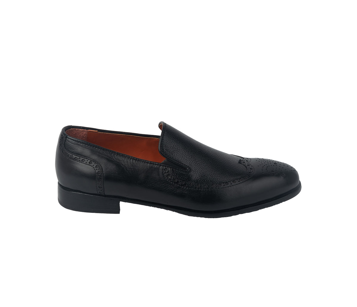Loafer with Side Fitting Smooth Leather - Black
