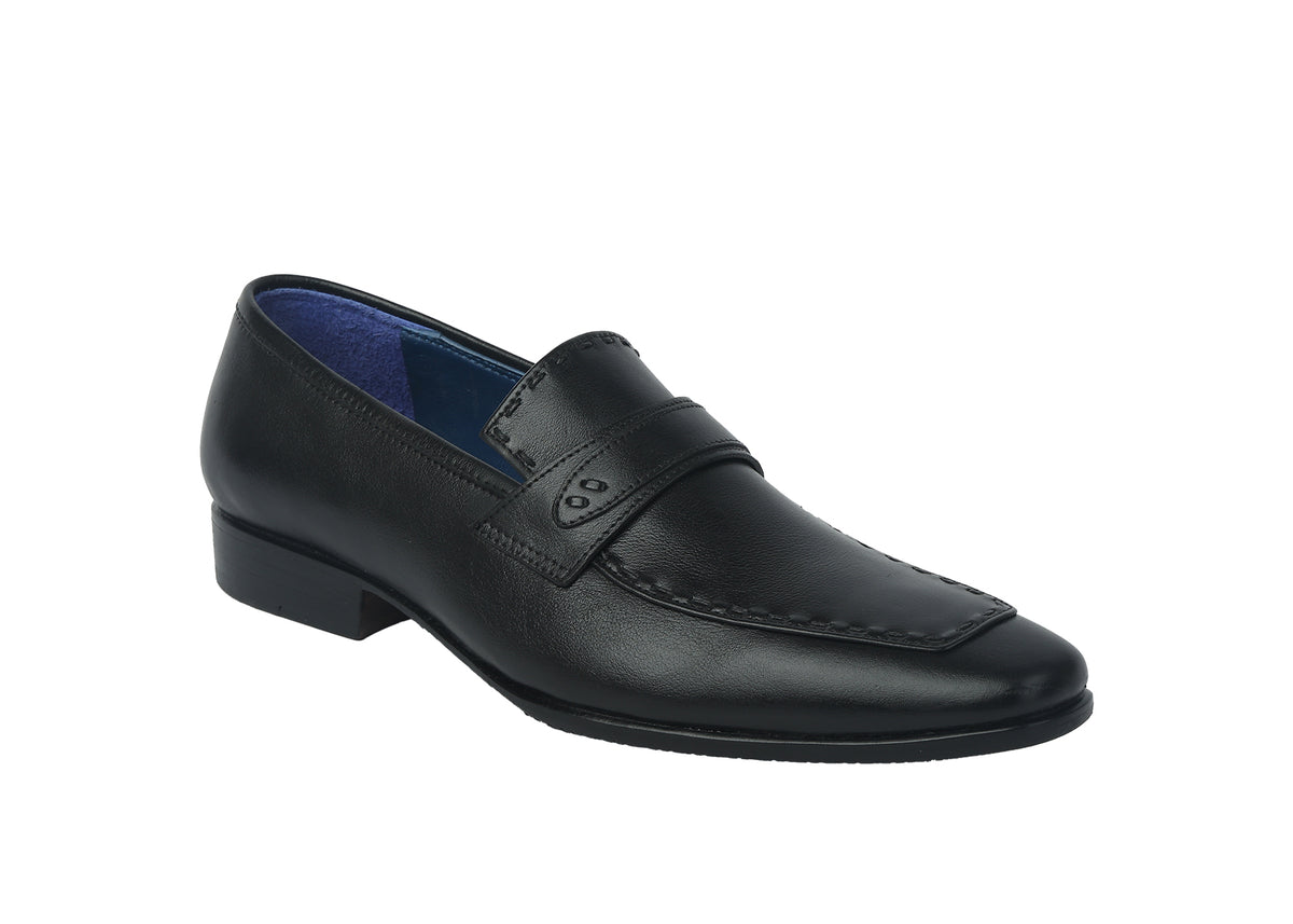 Loafer with Side Fitting Smooth Leather - Black
