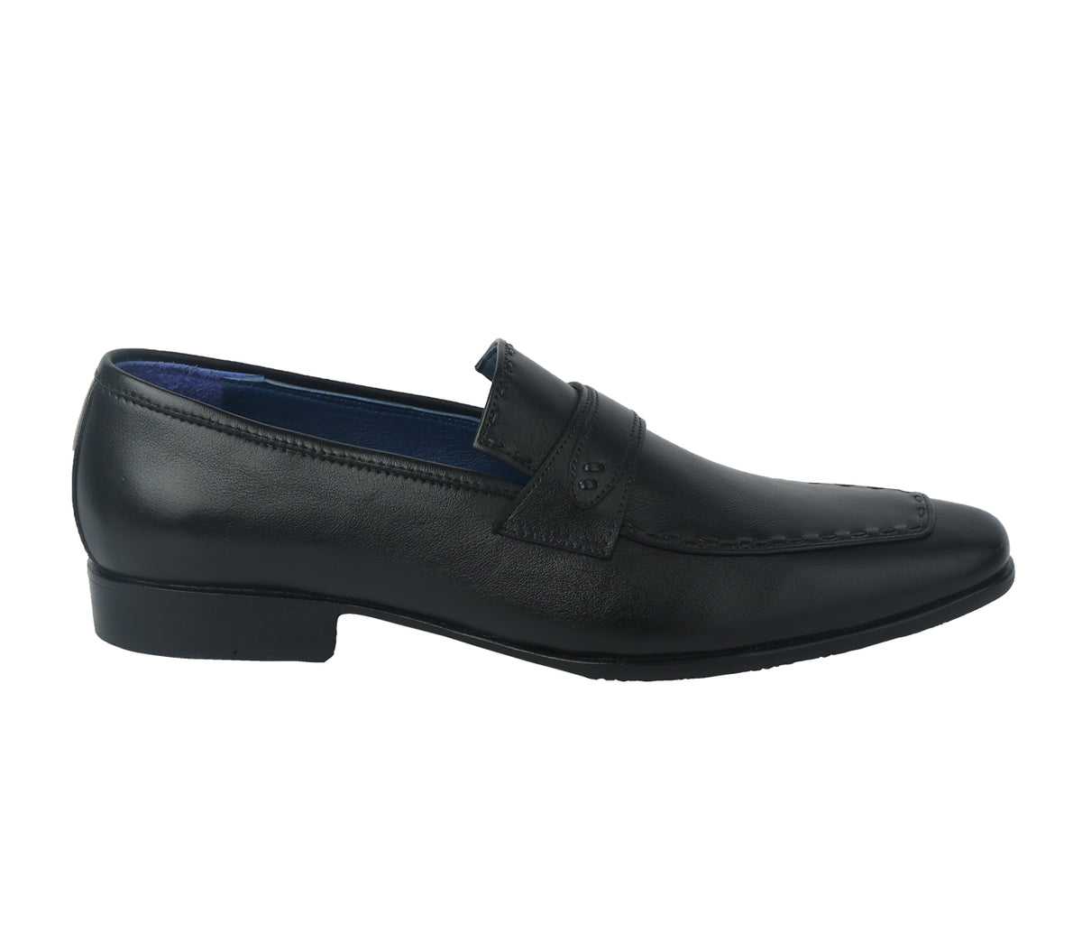 Loafer with Side Fitting Smooth Leather - Black