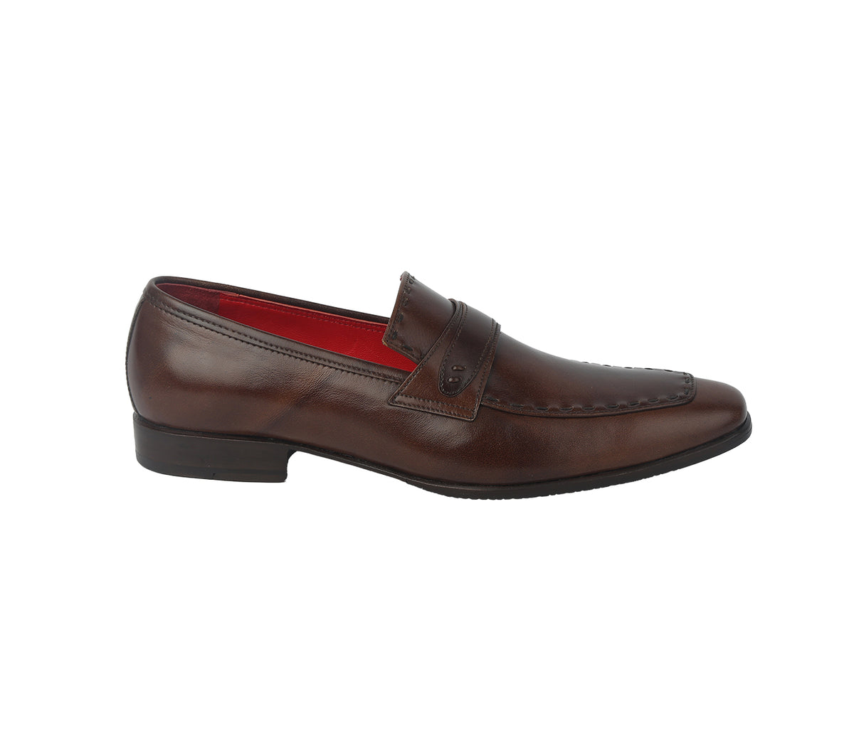 Loafer with Side Fitting Smooth Leather - Brown