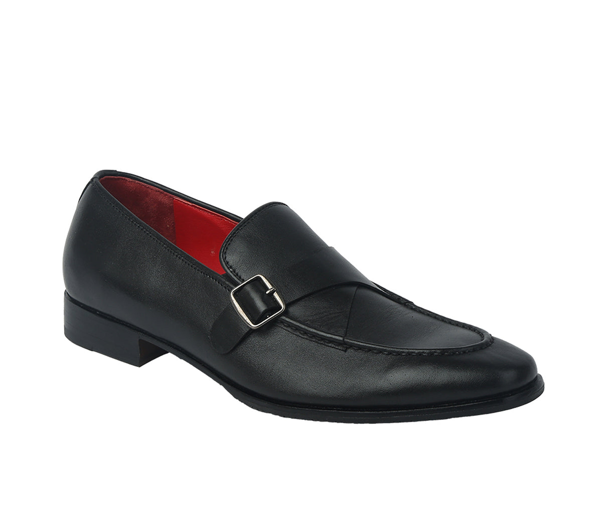 Loafer With Side Buckle - Black