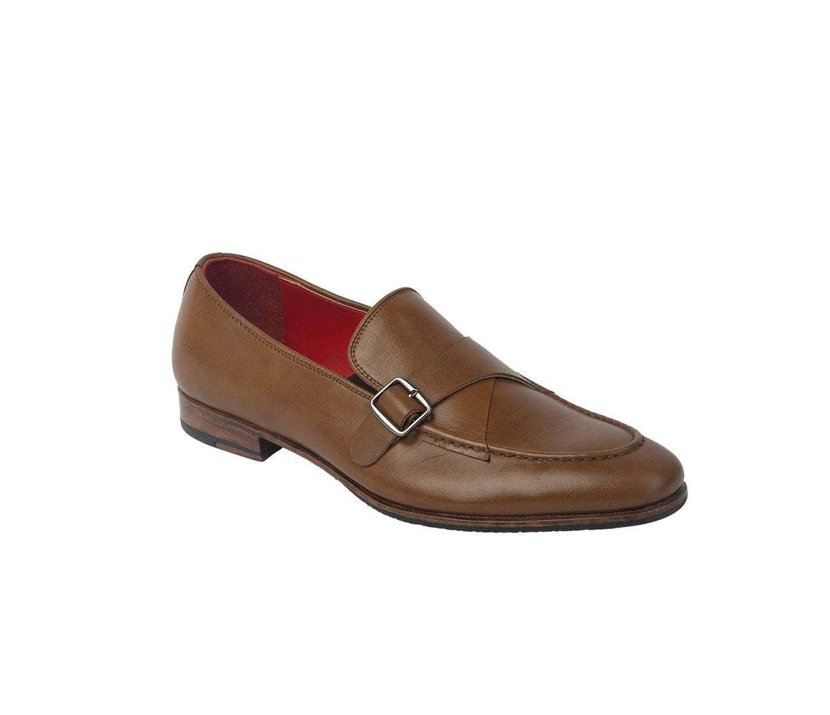 Loafer With Side Buckle - Tan