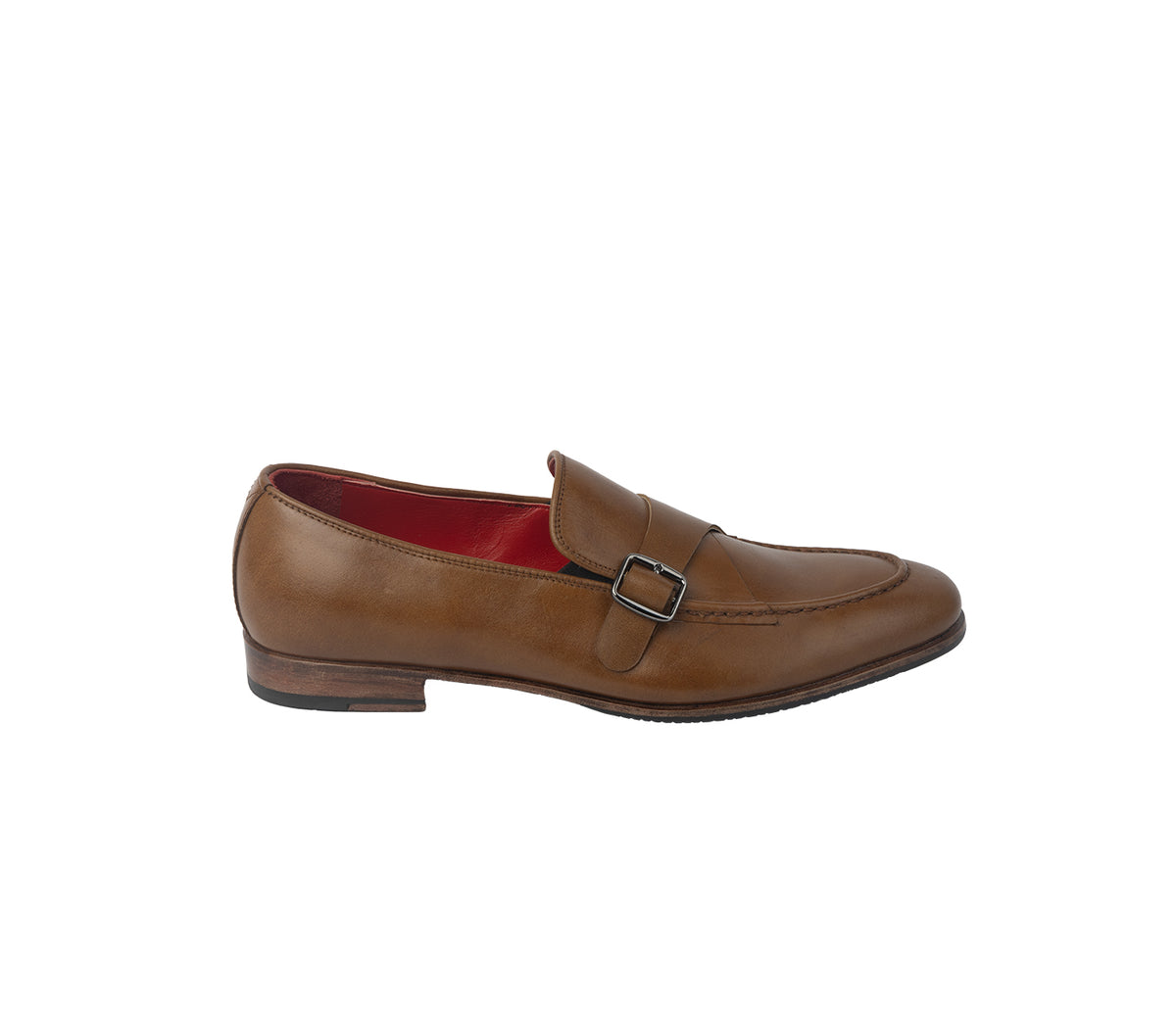 Loafer With Side Buckle - Tan