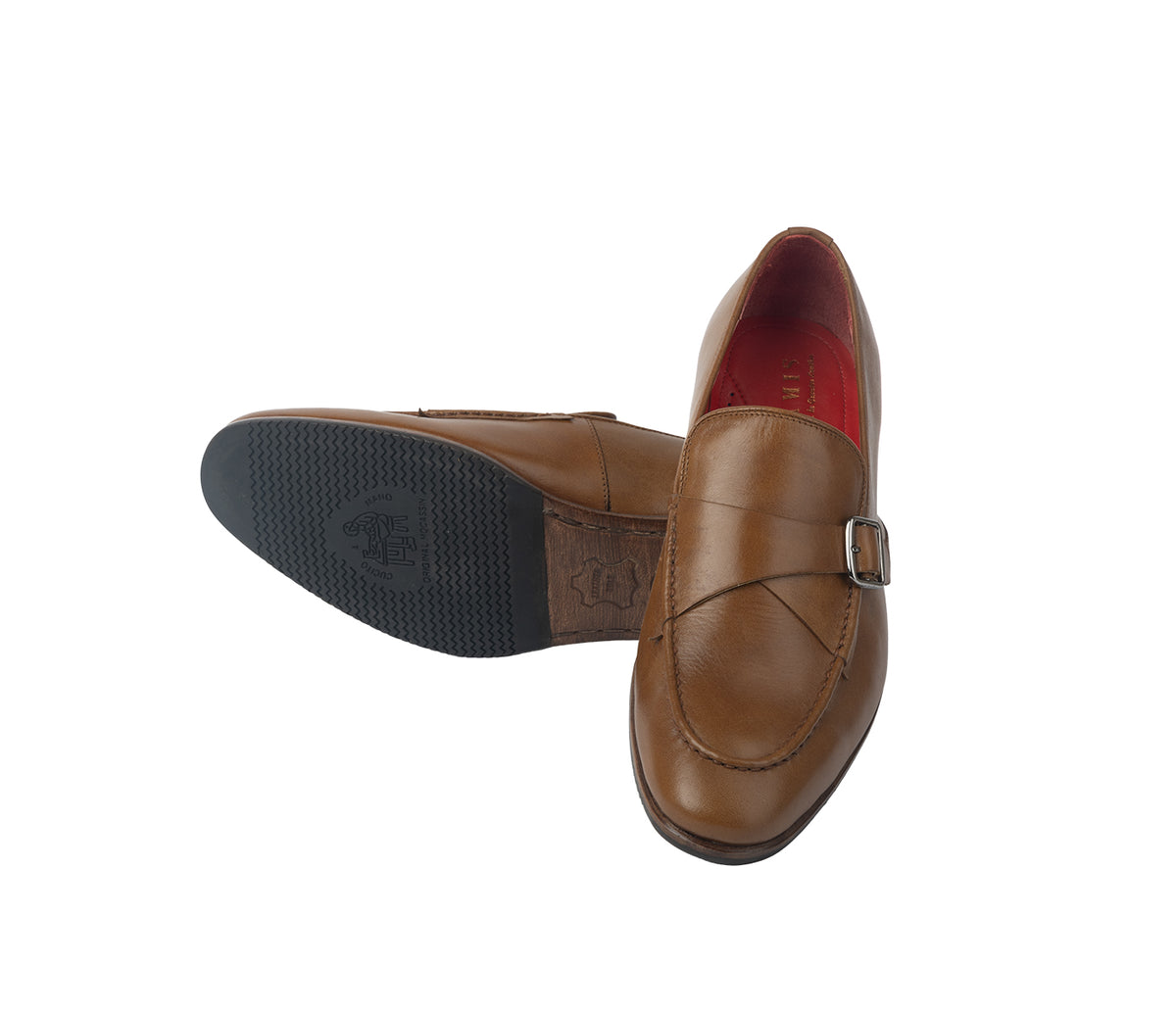 Loafer With Side Buckle - Tan