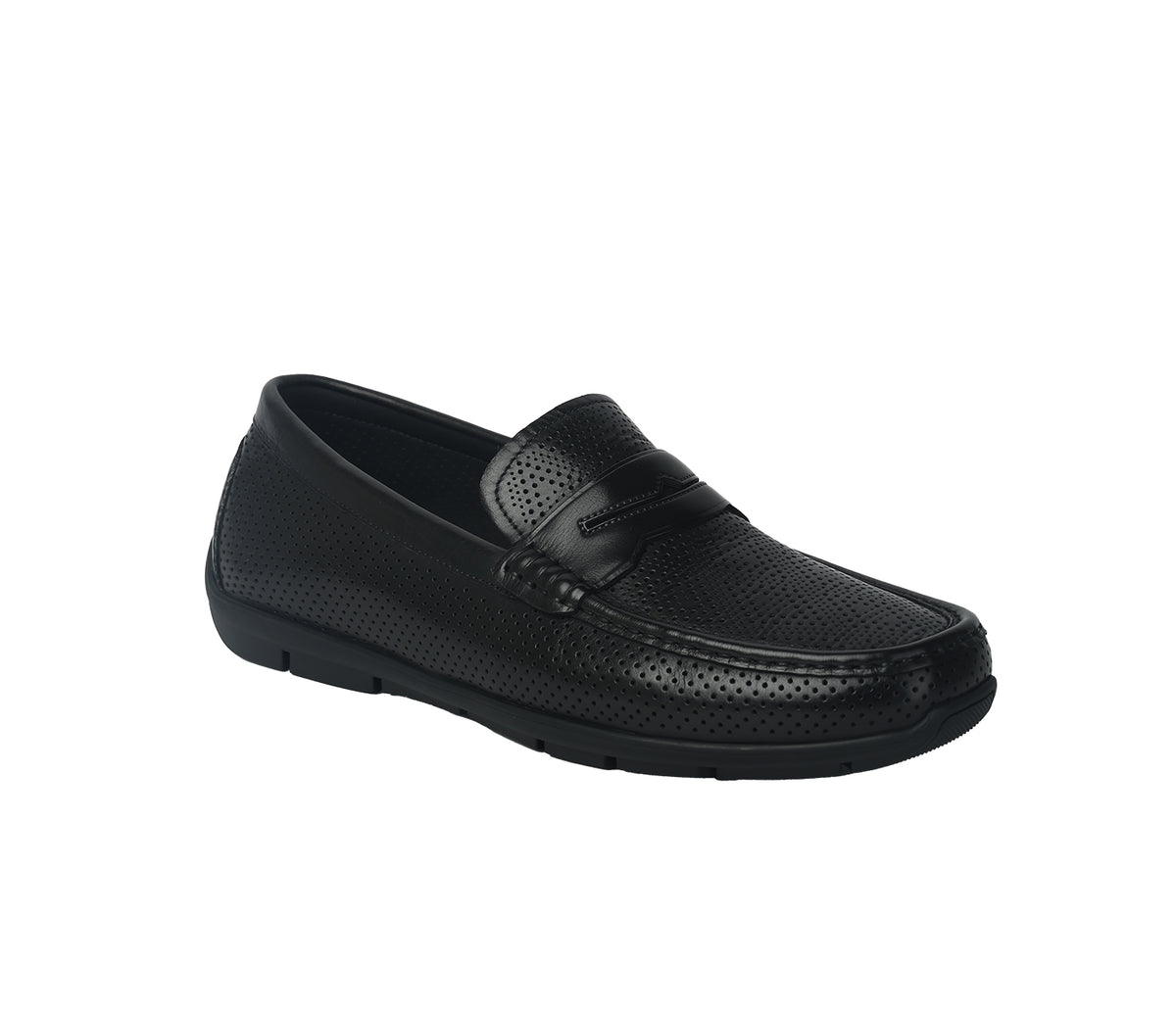 Moccasin in Soft Punched Leather- Black