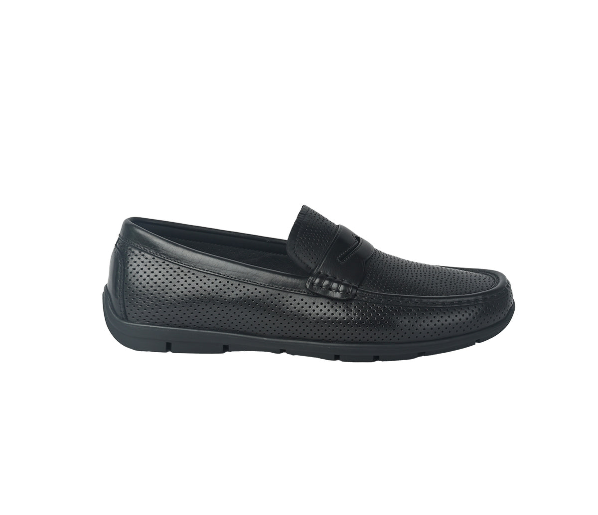 Moccasin in Soft Punched Leather- Black