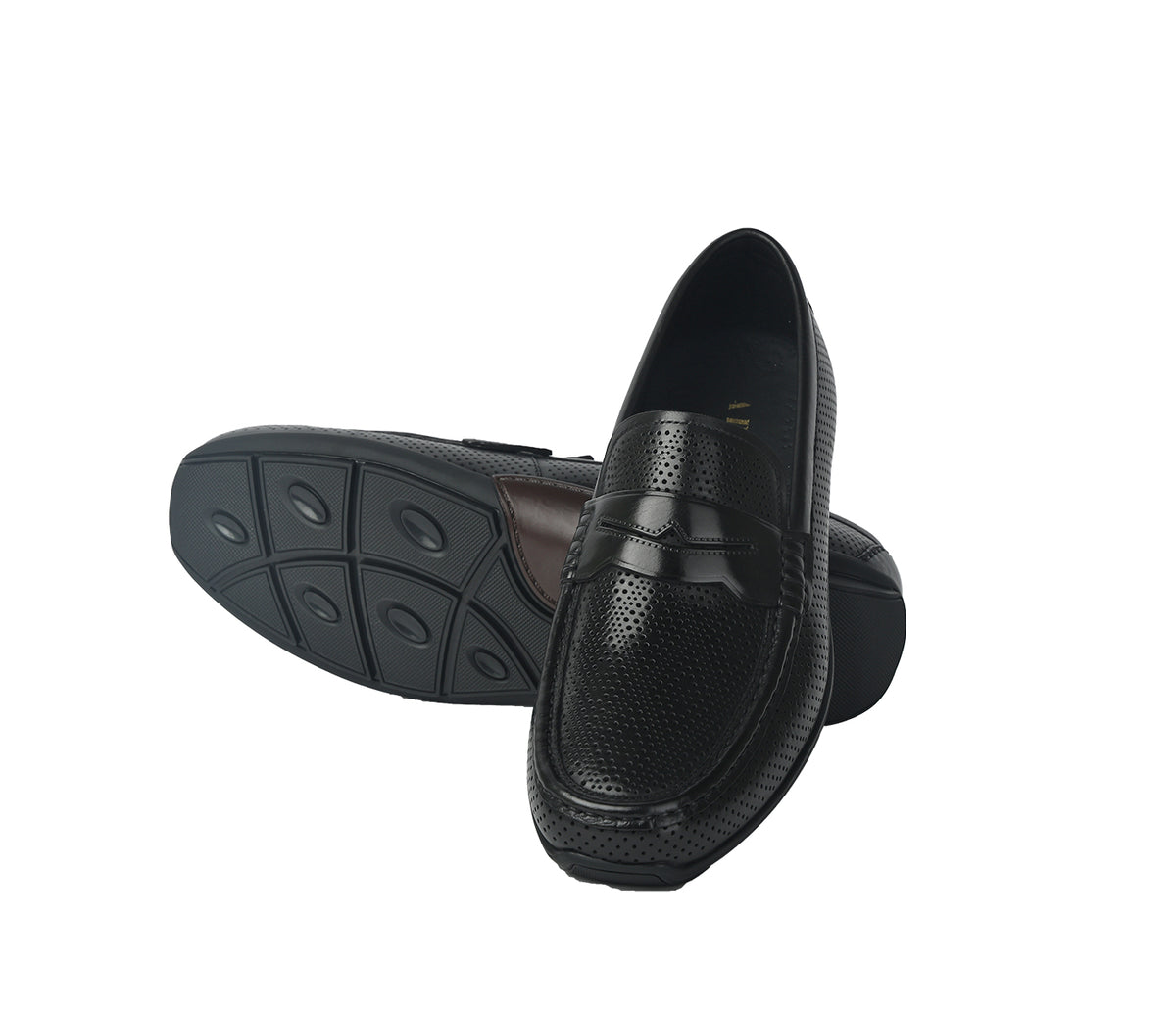 Moccasin in Soft Punched Leather- Black