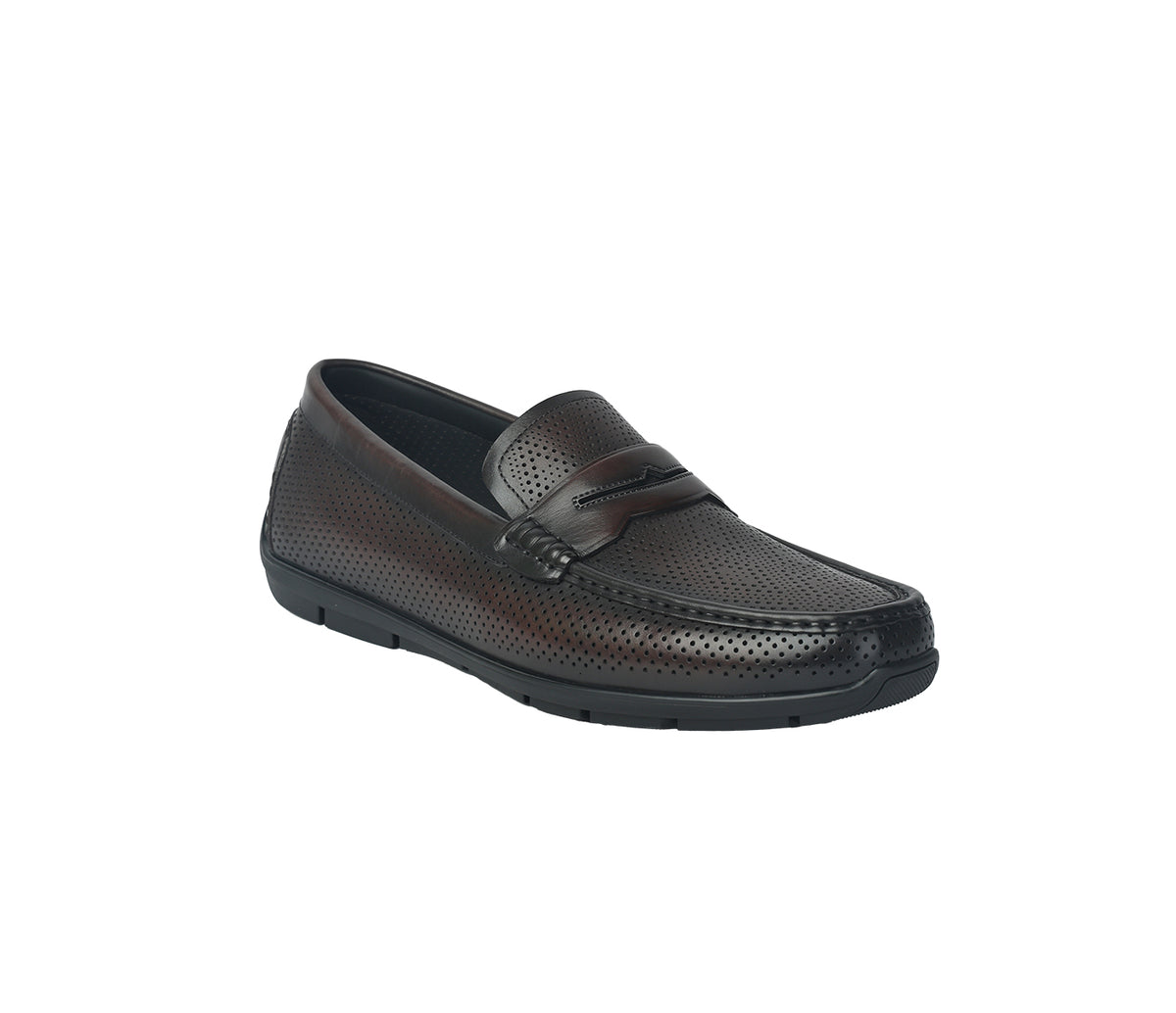 Moccasin in Soft Punched Leather - Brown