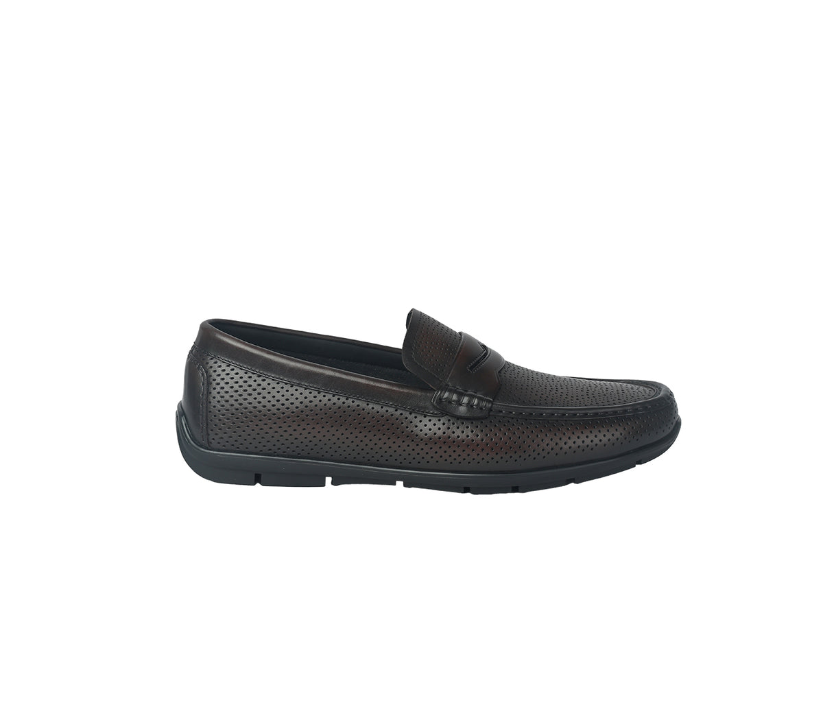 Moccasin in Soft Punched Leather - Brown