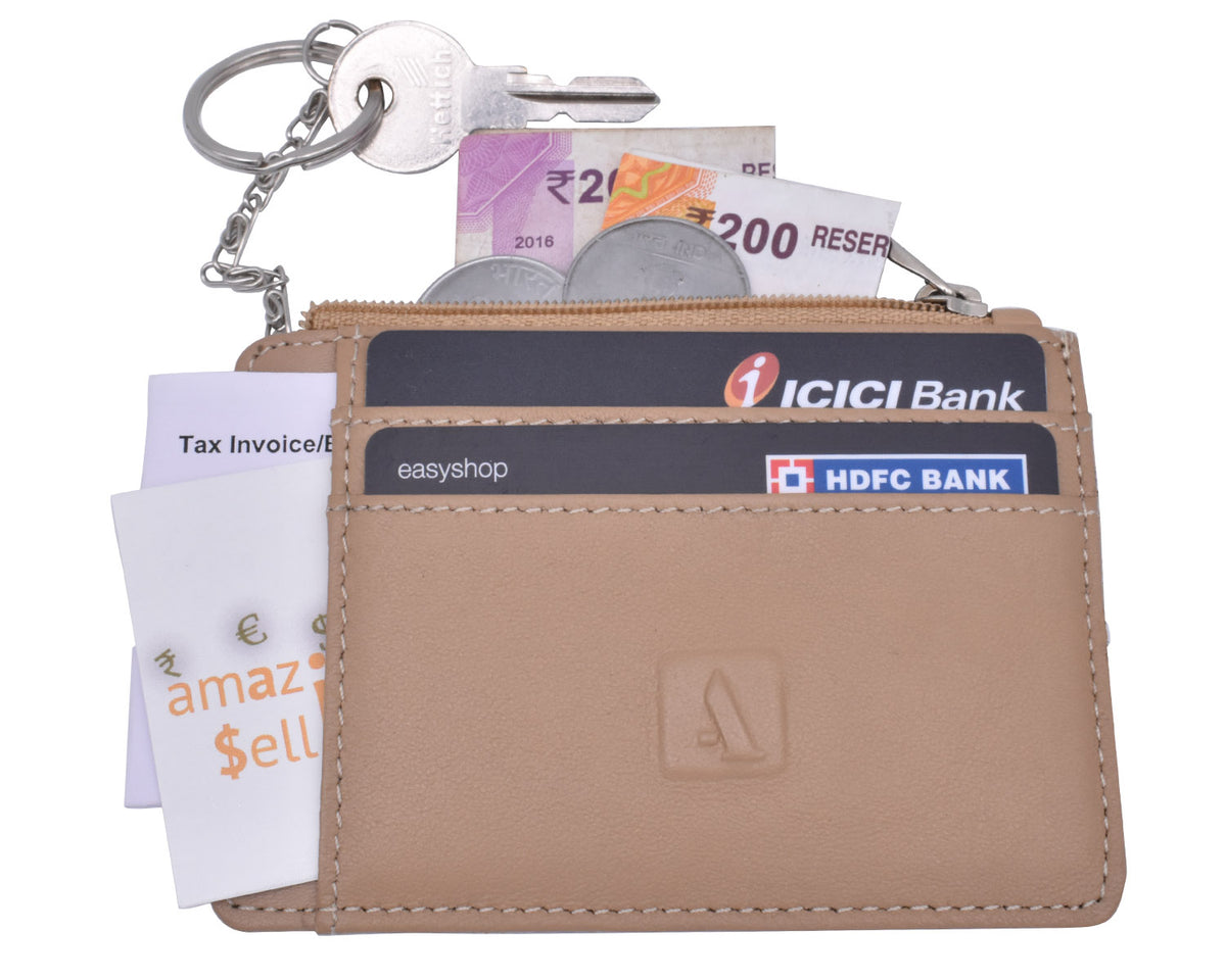 Credit Card Case With Coin Purse - Beige