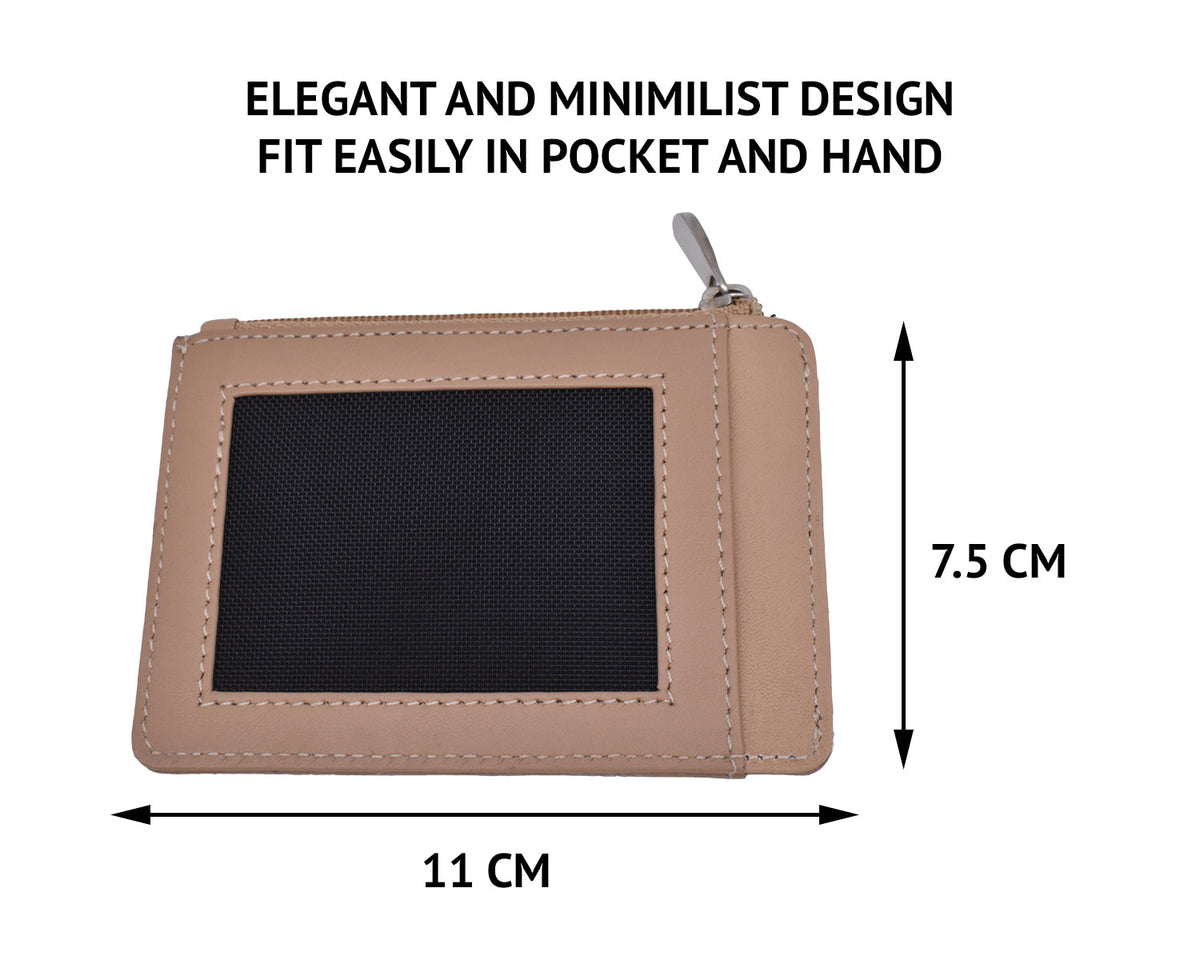 Credit Card Case With Coin Purse - Beige