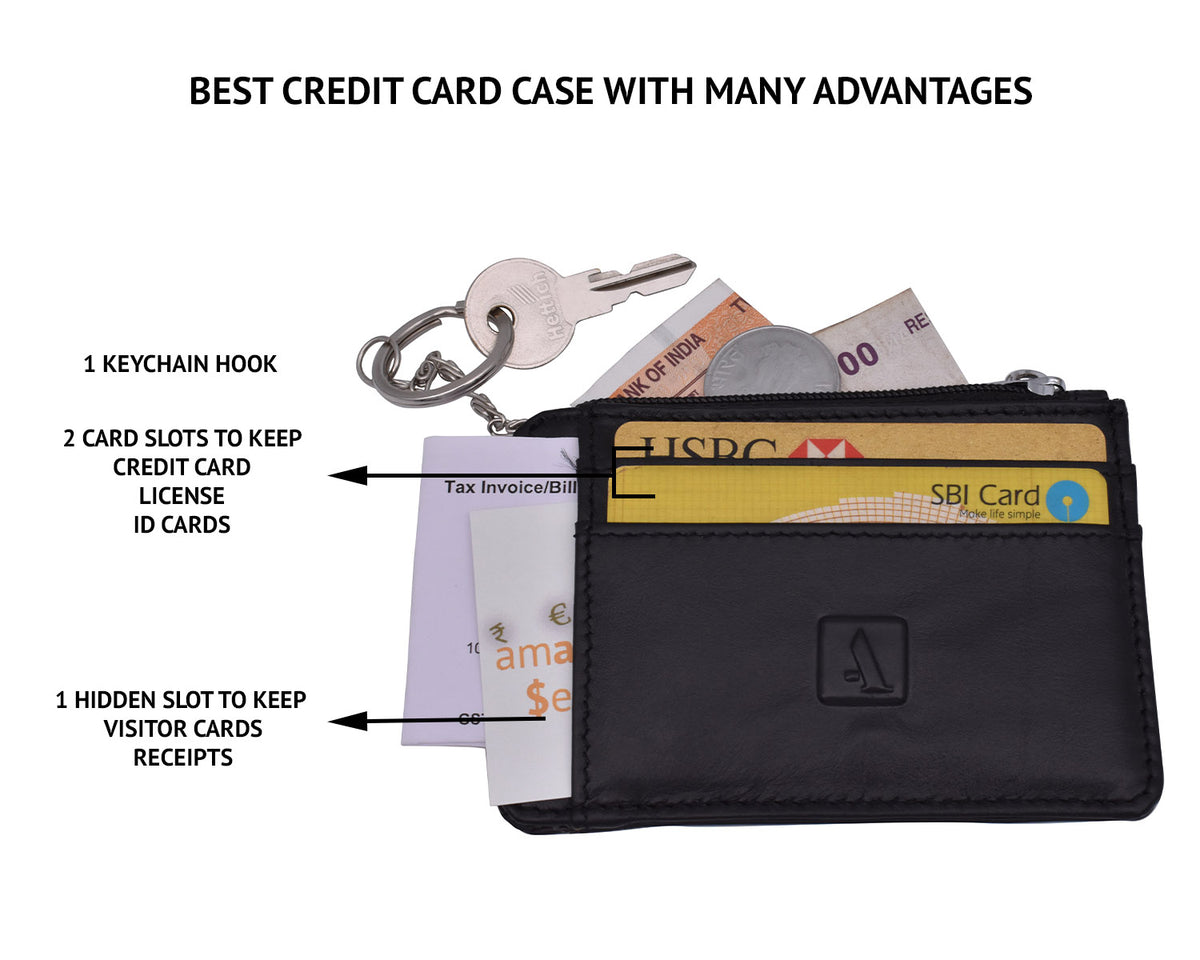 Credit Card Case With Coin Purse - Black