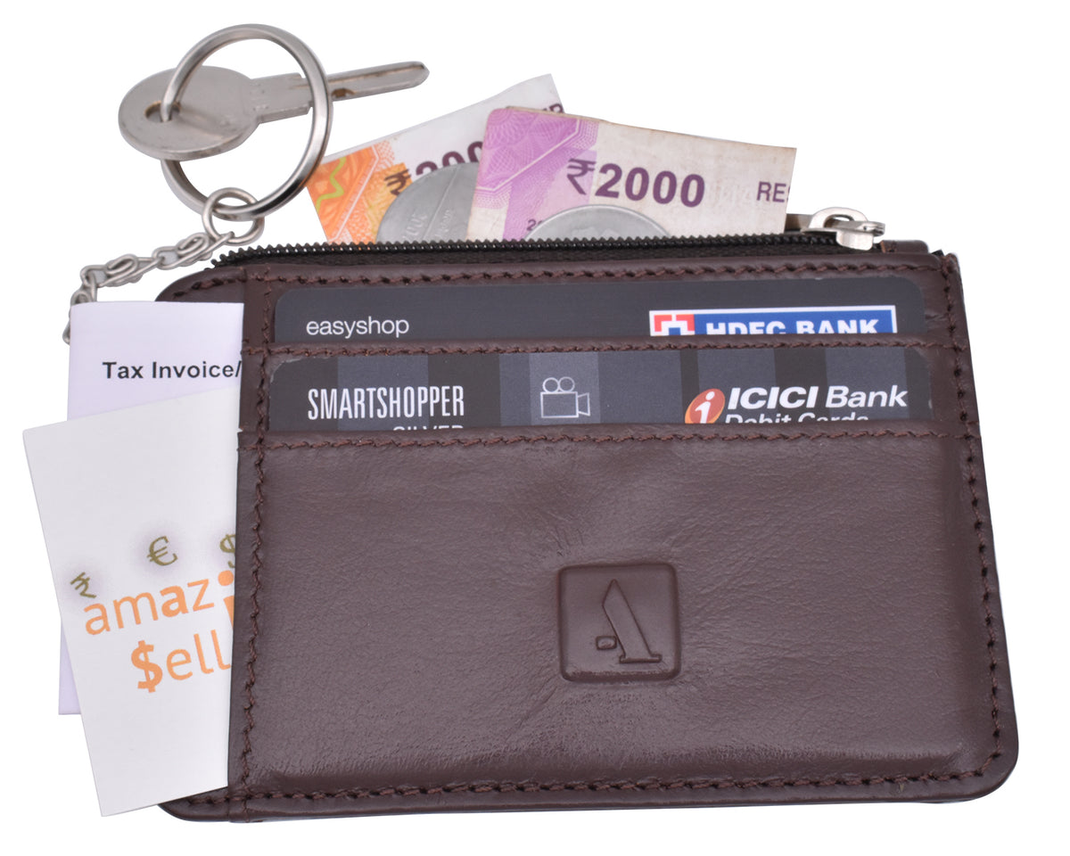Credit Card Case With Coin Purse - Brown