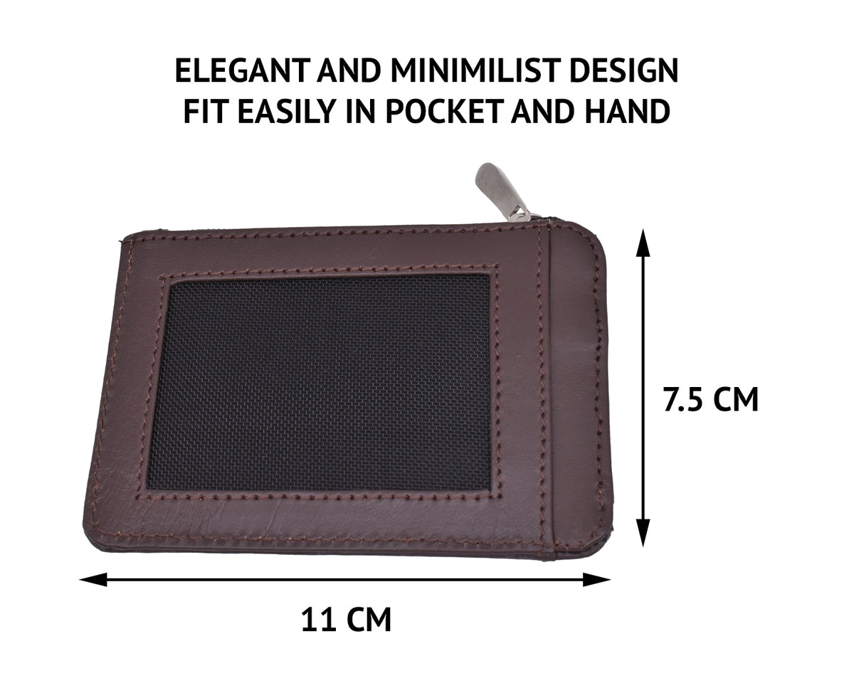 Credit Card Case With Coin Purse - Brown