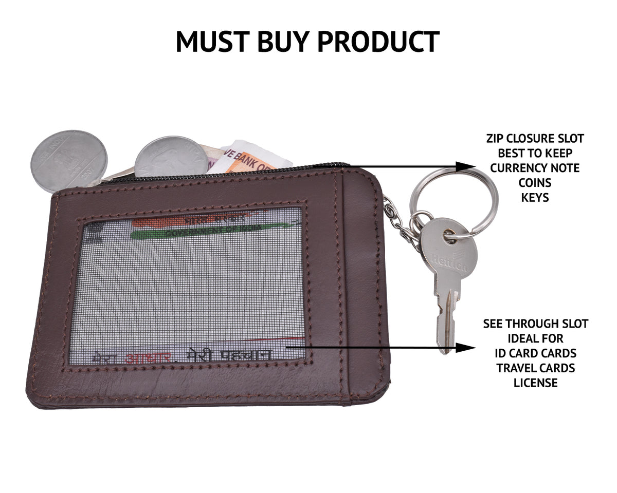 Credit Card Case With Coin Purse - Brown