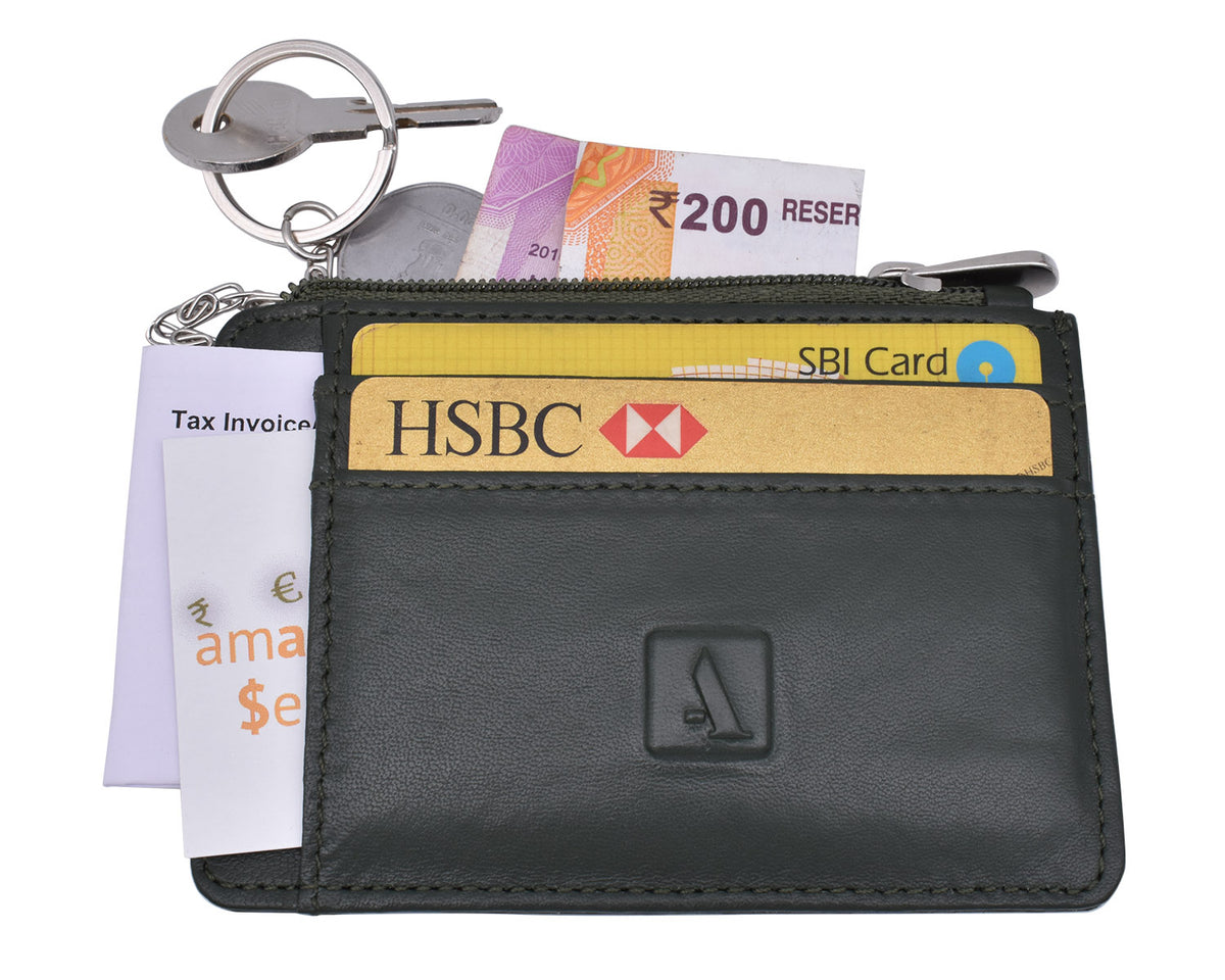 Credit Card Case With Coin Purse - Green