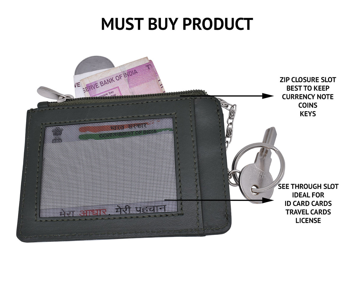 Credit Card Case With Coin Purse - Green