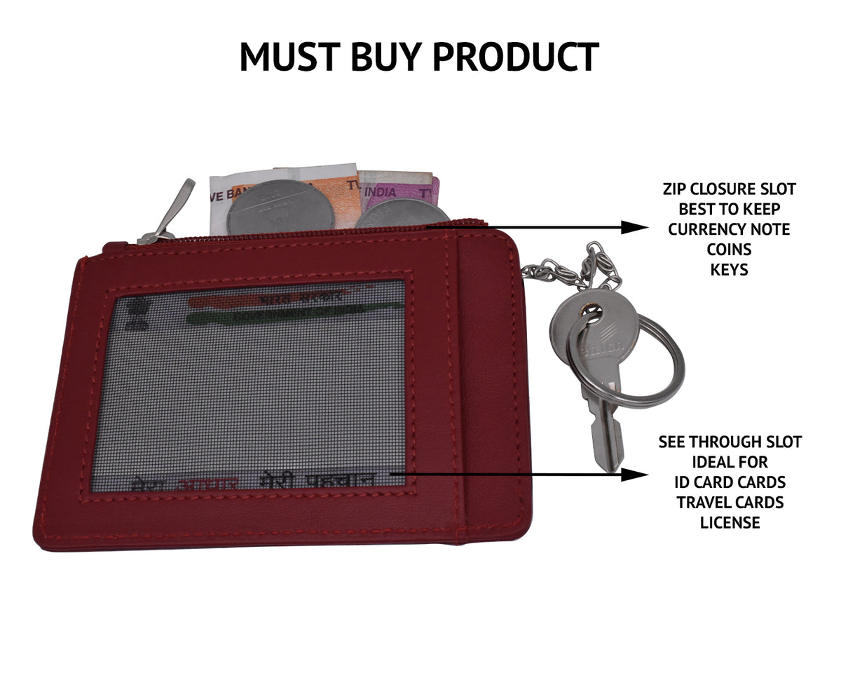 Credit Card Case With Coin Purse - Red