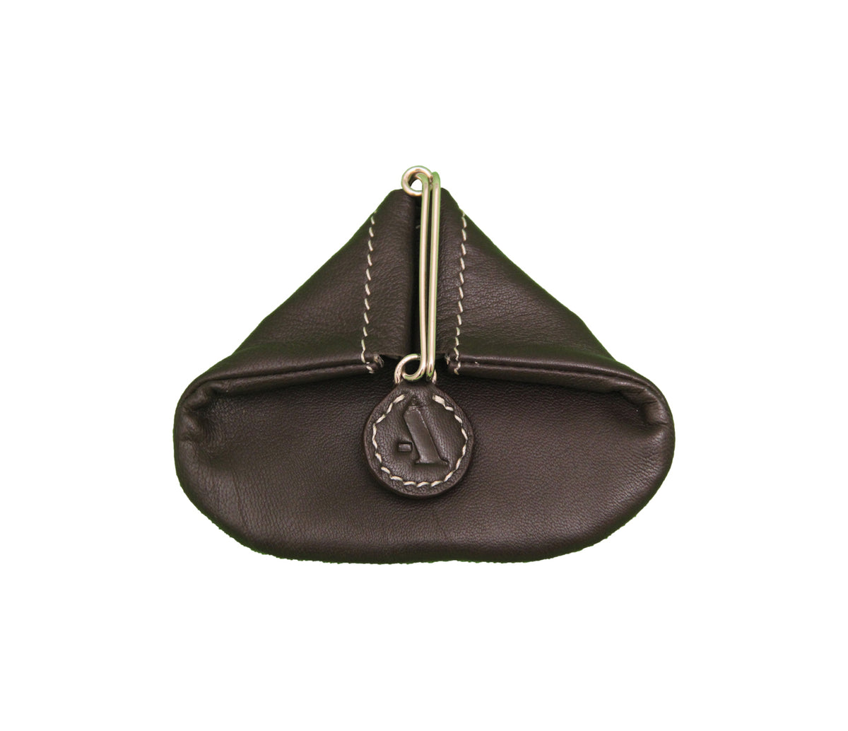 Triangular Shape Mini Coin Purse - Brown