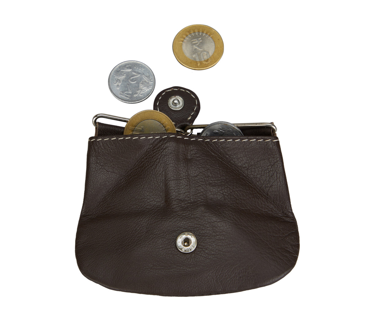 Triangular Shape Mini Coin Purse - Brown