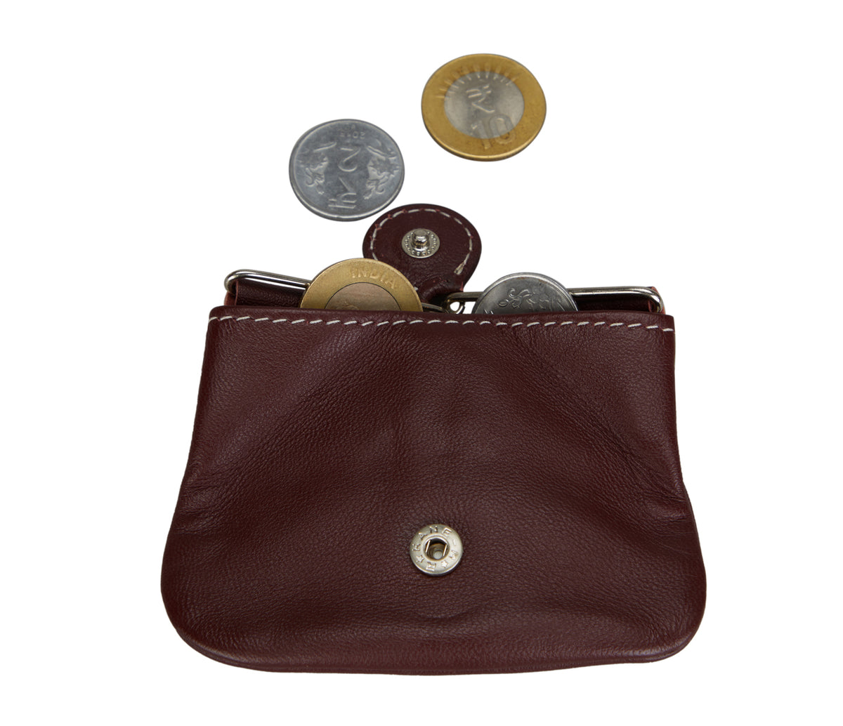 Triangular Shape Mini Coin Purse - Wine