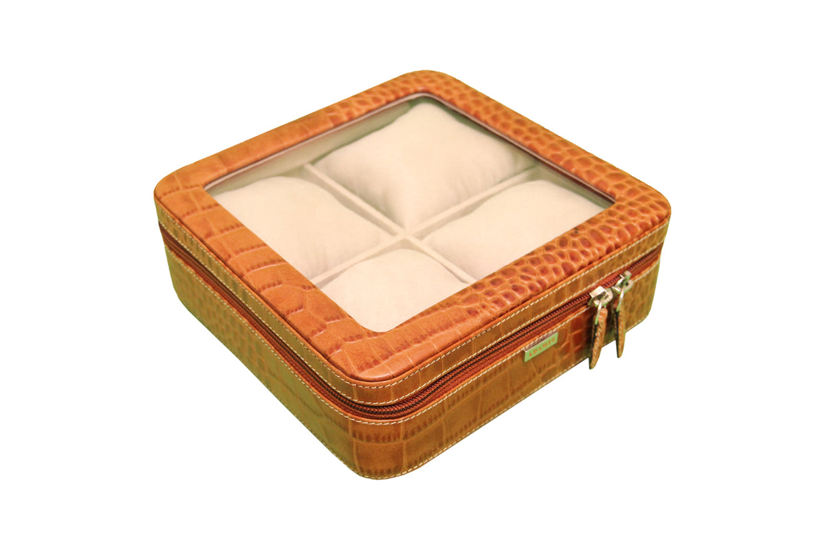 Watch case to hold 4 watches - Tan