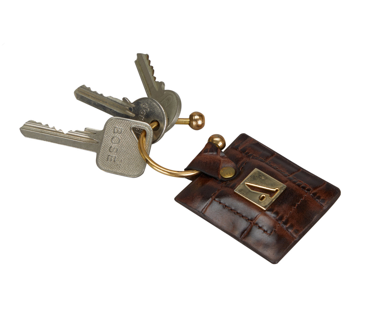 Key holder with knob screw key fitting - Brown