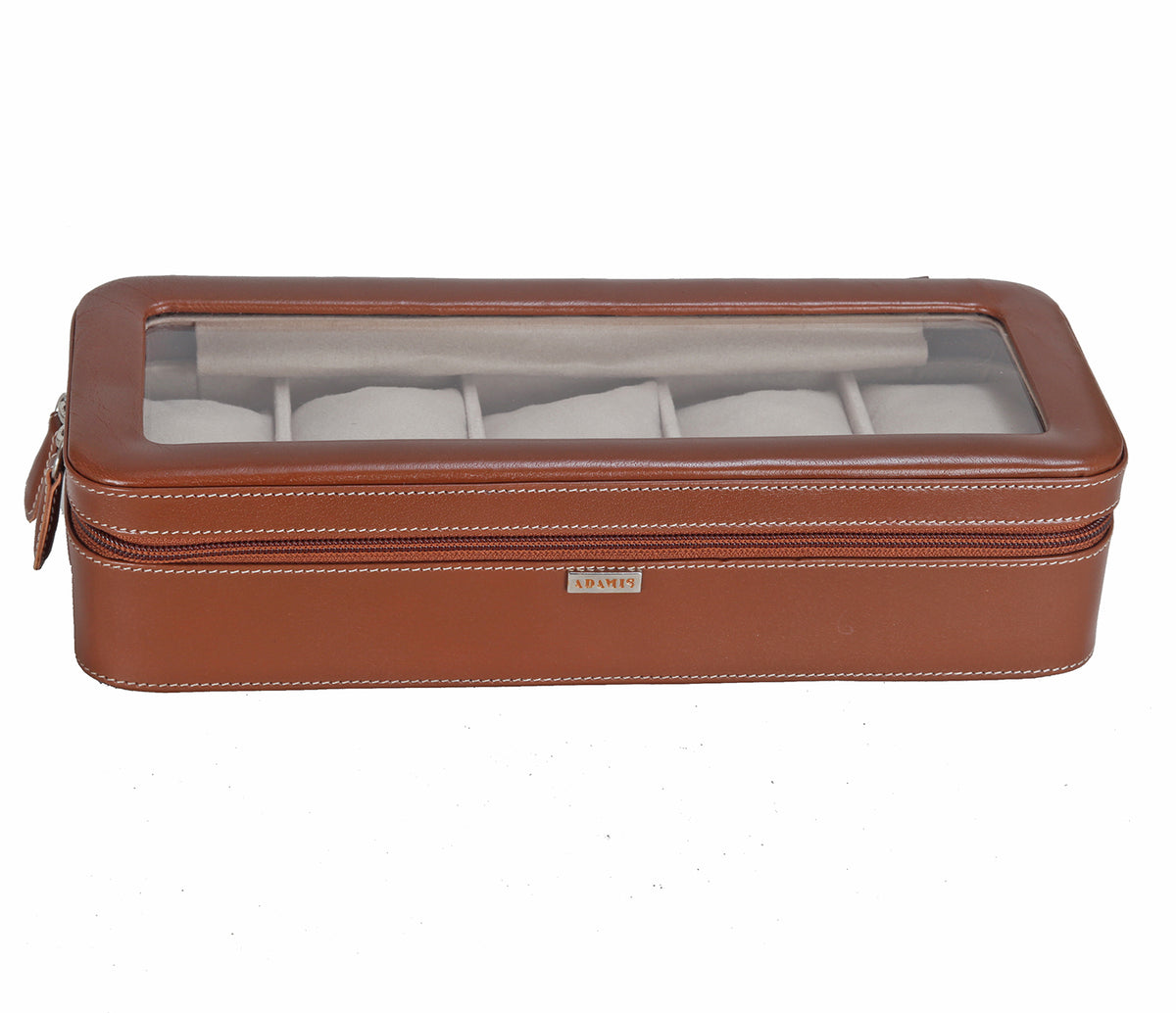 Watch case to hold 5 watches - Tan