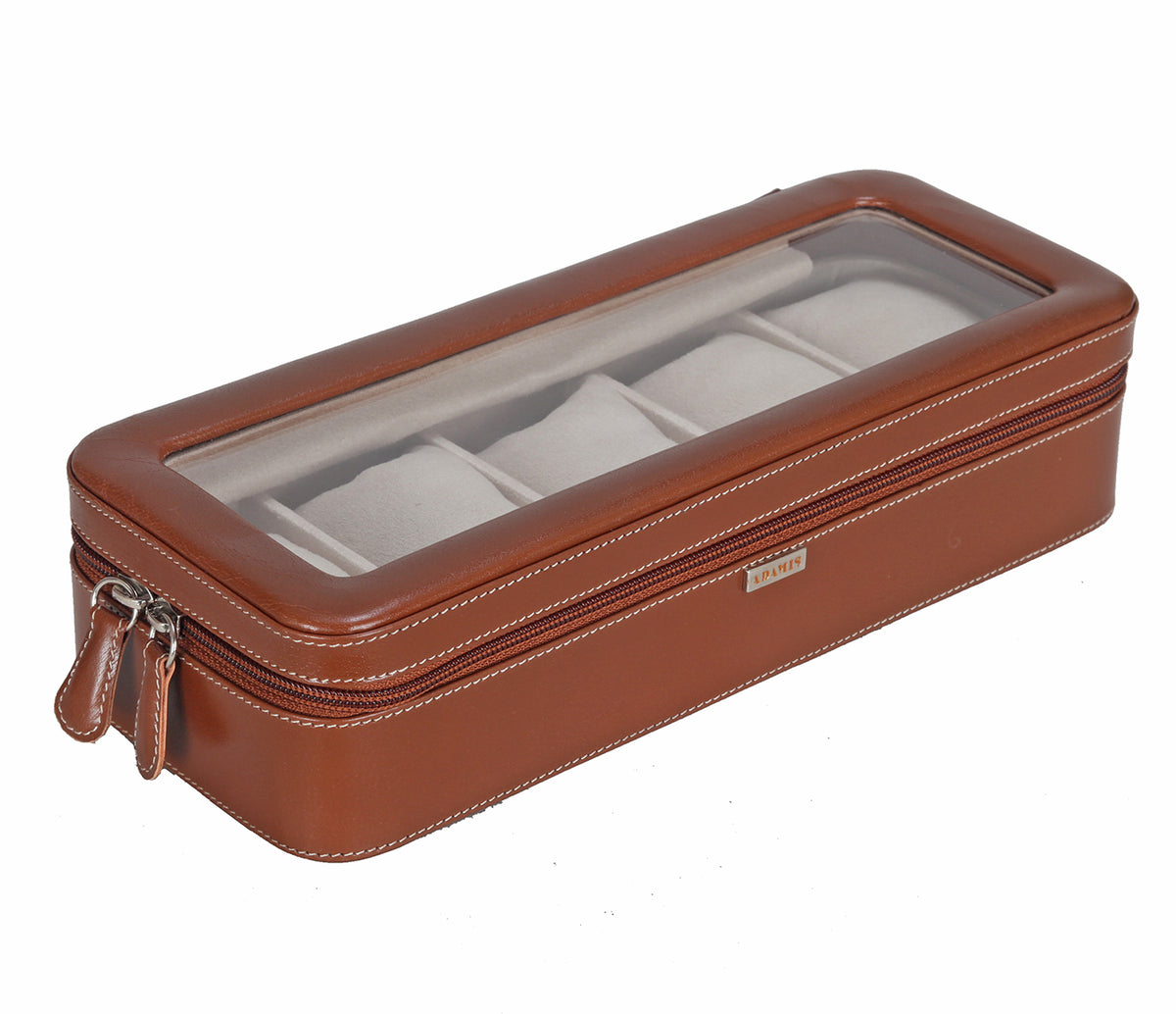 Watch case to hold 5 watches - Tan