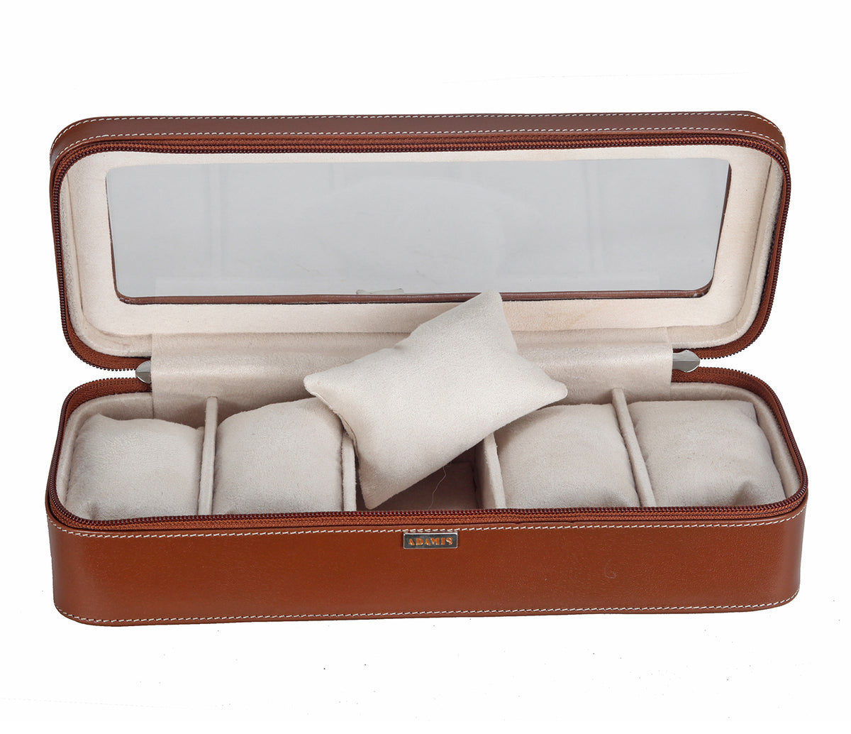 Watch case to hold 5 watches - Tan