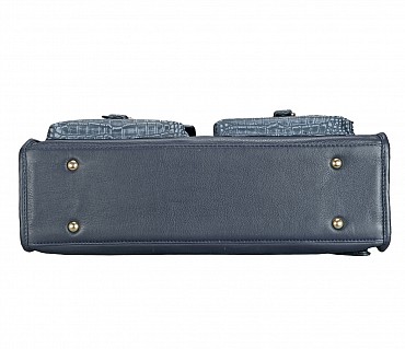 Buy Adamis Blue Colour Pure Leather Portfolio / Laptop Bags (F69) Online